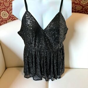 Torrid Black Sequin Sparkly Tank Top Size Large